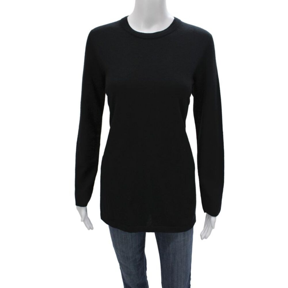 Akris Womens Black Cashmere Crew Neck Tunic Long Sleeve Size 10